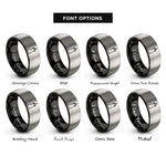 font options for inside engraving on black & silver solid white tower rings