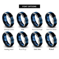 font options for inside engraving on blue & grey solid white tower rings