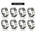 font options for inside engraving on silver solid white tower rings