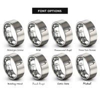 font options for inside engraving on silver solid white tower rings