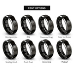 font options for inside engraving on black & gray solomons knot circle rings