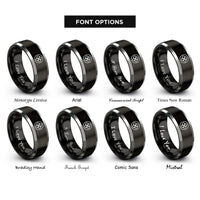 font options for inside engraving on black & gray solomons knot circle rings