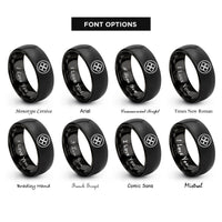 font options for inside engraving on black solomons knot circle rings