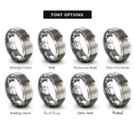 font options for inside engraving on grey songbird heart rings