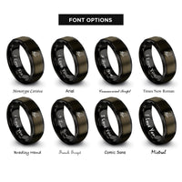 font options for inside engraving on gunmetal & black songbird heart rings