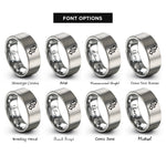 font options for inside engraving on grey sorting arrows rings