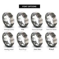 font options for inside engraving on gray sorting arrows rings