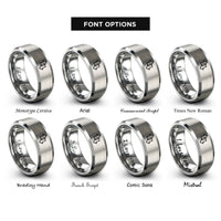 font options for inside engraving on gray sorting arrows rings