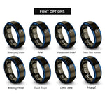 font options for inside engraving on gunmetal & blue sorting arrows rings