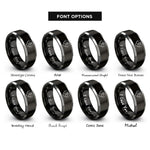 font options for inside engraving on black & grey soulmate rings