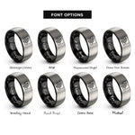 font options for inside engraving on black & silver sound compass rings