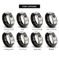 font options for inside engraving on black & gray sound wave rings