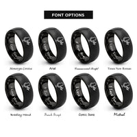 font options for inside engraving on black sound wave rings