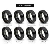 font options for inside engraving on black sound waveform rings