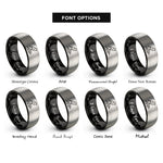 font options for inside engraving on black & gray soundwave bird rings