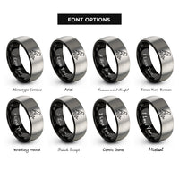 font options for inside engraving on black & gray soundwave bird rings