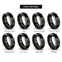 font options for inside engraving on black & gray soundwave bird rings