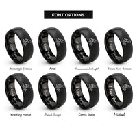 font options for inside engraving on black soundwave bird rings