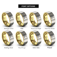 font options for inside engraving on gold & silver soundwave bird rings