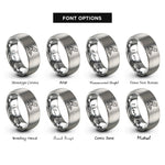 font options for inside engraving on gray soundwave bird rings