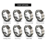 font options for inside engraving on gray soundwave bird rings