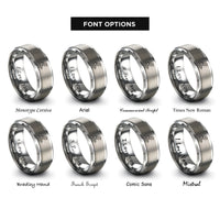 font options for inside engraving on gray soundwave bird rings