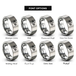 font options for inside engraving on grey soundwave bolt rings