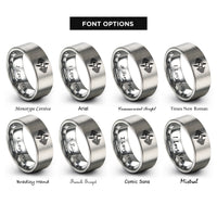 font options for inside engraving on grey soundwave bolt rings