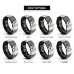font options for inside engraving on black & silver soup bowl rings