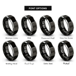 font options for inside engraving on black & silver soup spoon rings