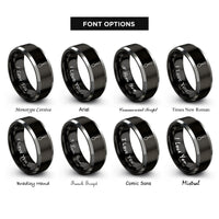 font options for inside engraving on black & silver soup spoon rings