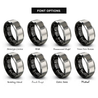 font options for inside engraving on black & silver soup spoon rings