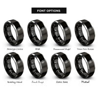 font options for inside engraving on black & silver sousaphone rings