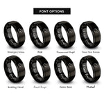 font options for inside engraving on black south africa rings