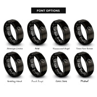 font options for inside engraving on black south africa rings