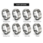 font options for inside engraving on silver south africa rings