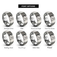 font options for inside engraving on silver south africa rings