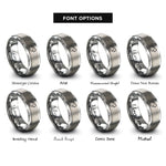 font options for inside engraving on grey south africa rings