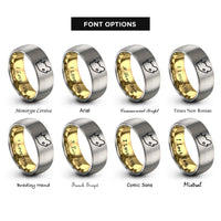 font options for inside engraving on gold & silver south africa map rings