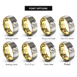 font options for inside engraving on gold & silver south africa map rings