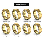font options for inside engraving on gold & grey south africa map rings