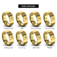 font options for inside engraving on gold south africa map rings