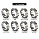 font options for inside engraving on grey south africa map rings