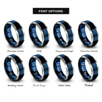 font options for inside engraving on blue & grey south america rings