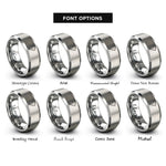 font options for inside engraving on silver south america rings