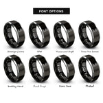 font options for inside engraving on black & silver south australia rings