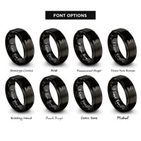 font options for inside engraving on black south australia rings
