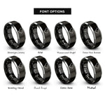 font options for inside engraving on black & grey south carolina state rings