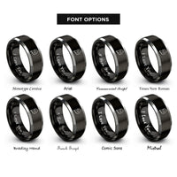 font options for inside engraving on black & grey south korea rings