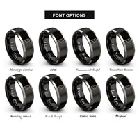 font options for inside engraving on black & gray south korea rings